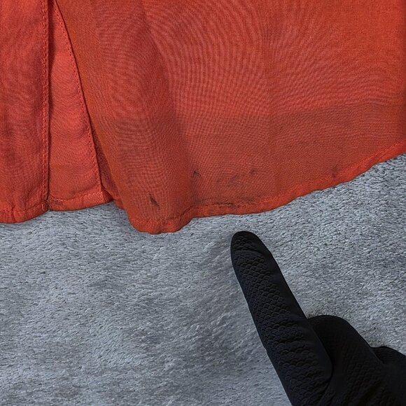 Splendid Shirt Womens XS Orange Double Pocket Button Up Sheer Rayon Blouse Top - Picture 6 of 13